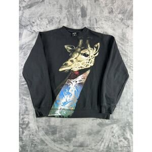 Y2K Rook Giraffe Graphic Sweatshirt Men’s Medium Black Tattoo Streetwear Skater